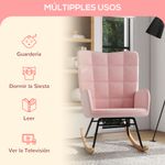 Mecedora Rouse Homcom respaldo alto con reposabrazos rosa 101x71x98 cm