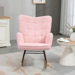 Mecedora Rouse Homcom respaldo alto con reposabrazos rosa 101x71x98 cm frontal