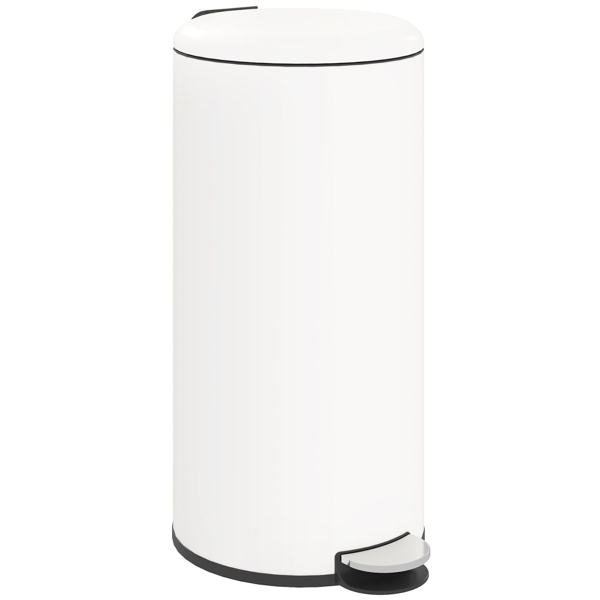 Cubo de basura Vela Homcom 30L con pedal + cubo extraíble blanco Ø36x63,5 cm fondo blanco