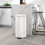 Cubo de basura Vela Homcom 30L con pedal + cubo extraíble blanco Ø36x63,5 cm animada
