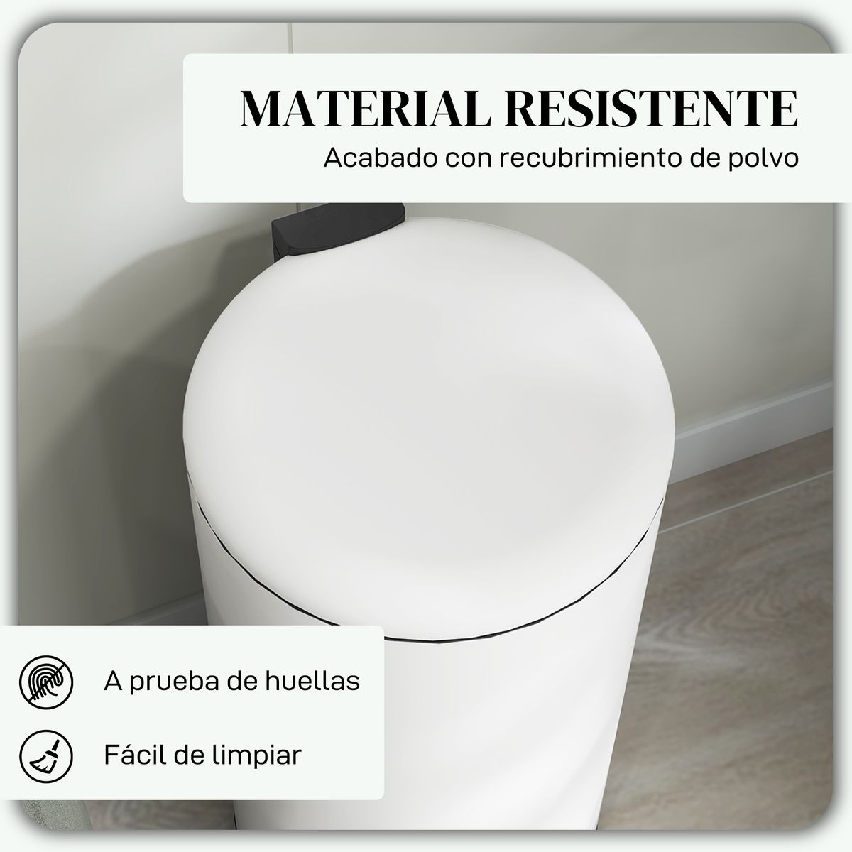 Cubo de basura Vela Homcom 30L con pedal + cubo extraíble blanco Ø36x63,5 cm