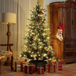 Árbol de Navidad Homcom 726 ramas con 350 luces LEDs verde Ø114x180 cm