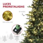 Árbol de Navidad Homcom 726 ramas con 350 luces LEDs verde Ø114x180 cm