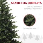 Árbol de Navidad Homcom 726 ramas con 350 luces LEDs verde Ø114x180 cm