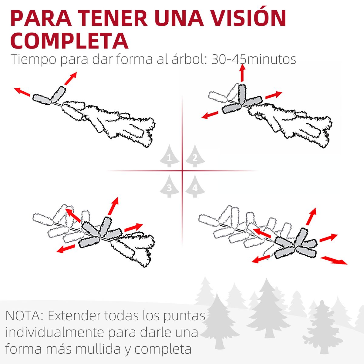 Árbol de Navidad Homcom 726 ramas con 350 luces LEDs verde Ø114x180 cm