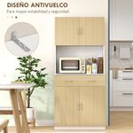 Aparador Cuéntame Homcom 2 armarios + 1 cajón natural/blanco 180x80x40 cm