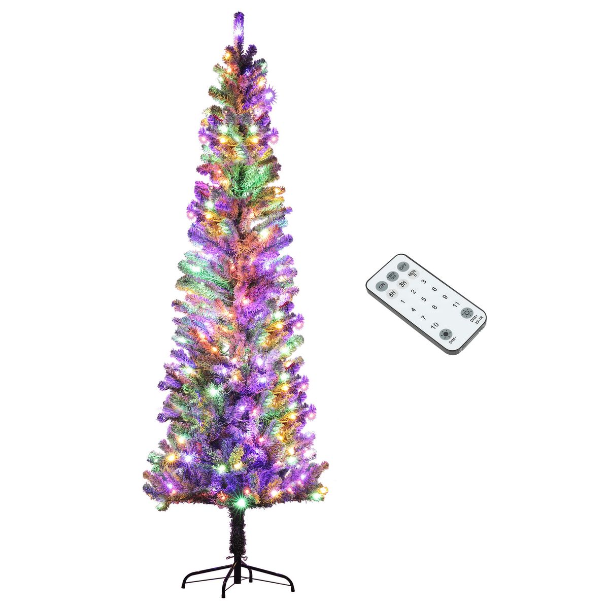 Árbol de Navidad Homcom 519 ramas con 220 LEDs 11 modos verde Ø68x225 cm fondo blanco