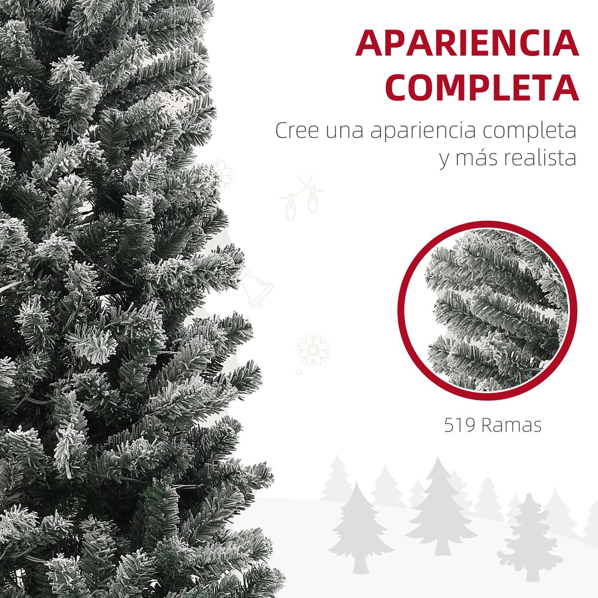 Árbol de Navidad Homcom 519 ramas con 220 LEDs 11 modos verde Ø68x225 cm