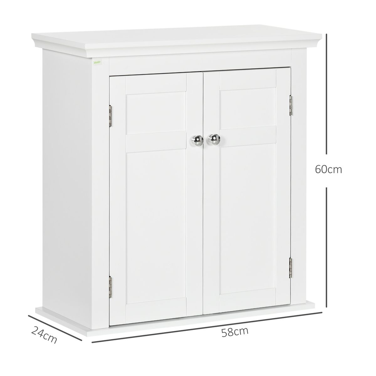 Mueble de baño Trafalgar Kleankin 2 puertas + estantes ajustables blanco 60x58x24 cm medidas
