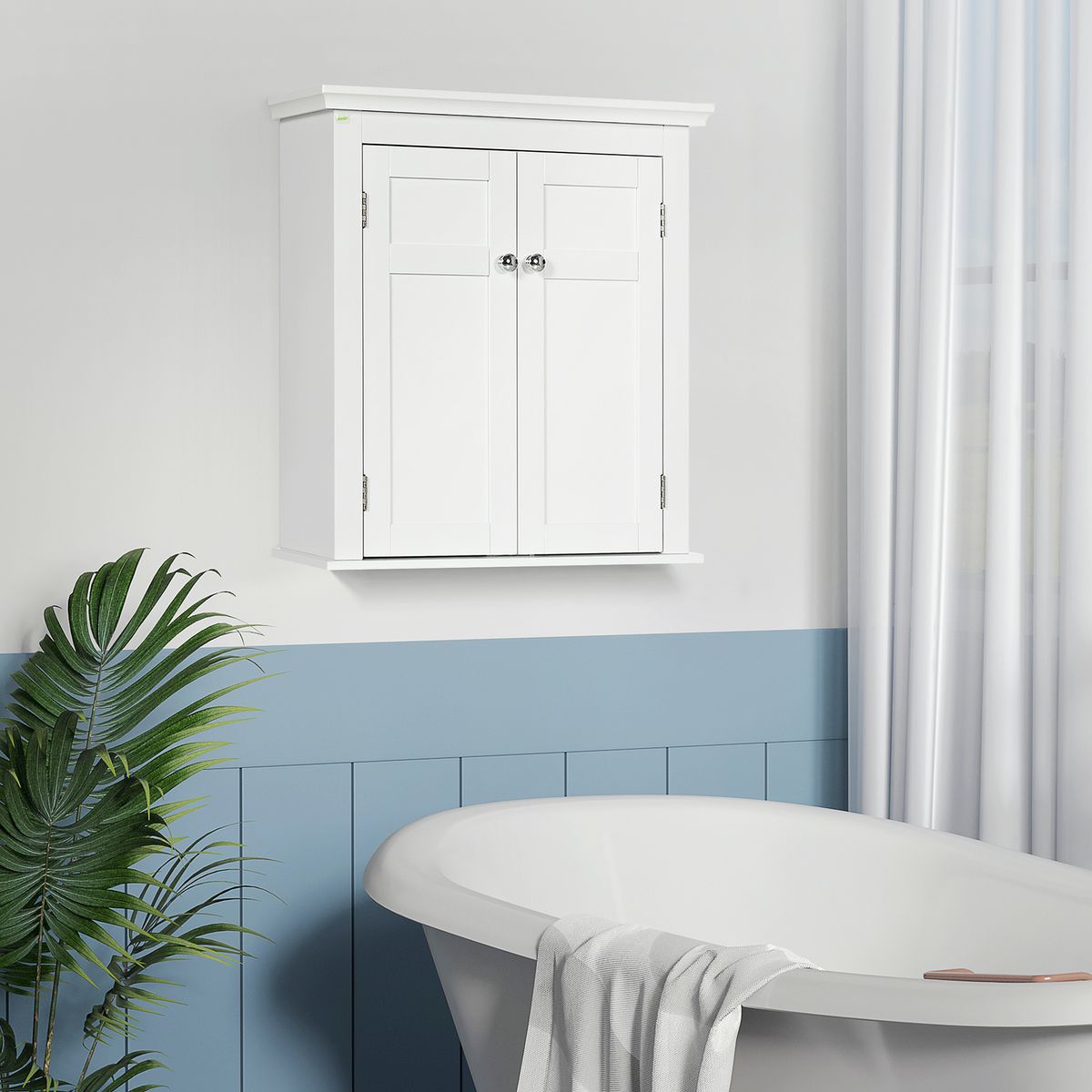 Mueble de baño Trafalgar Kleankin 2 puertas + estantes ajustables blanco 60x58x24 cm animada