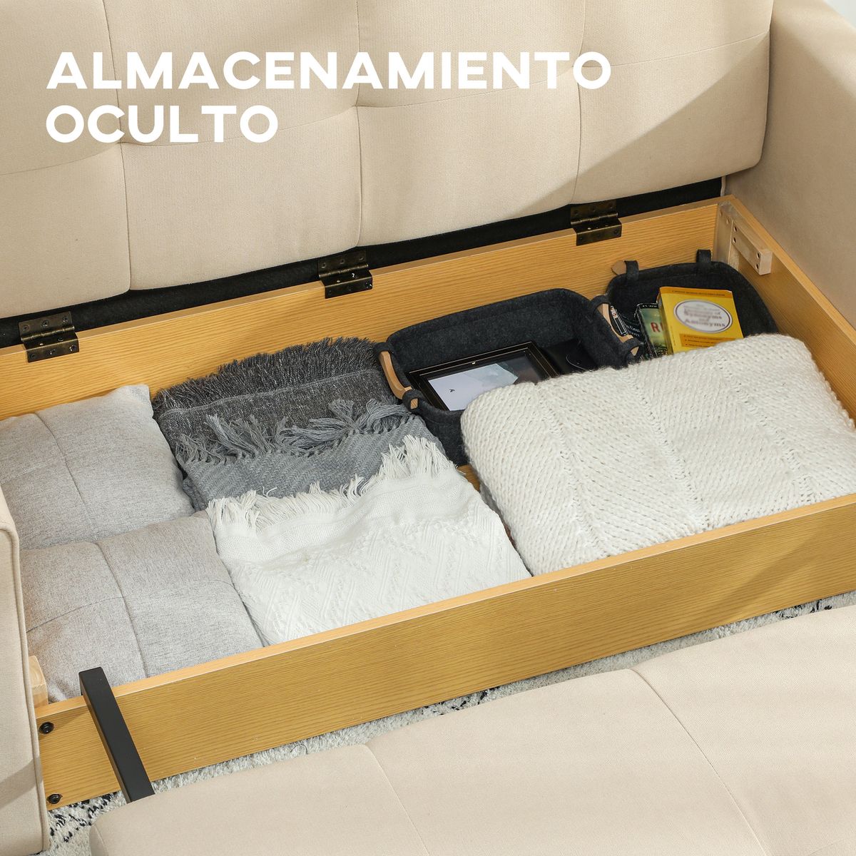 Sofá cama Bolt Homcom 2 posiciones + cojines beige 152x101x81 cm