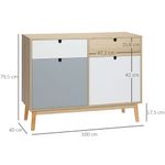 Aparador Nature Homcom 2 armarios + 2 cajones multicolor 79,5x100x40 cm medidas