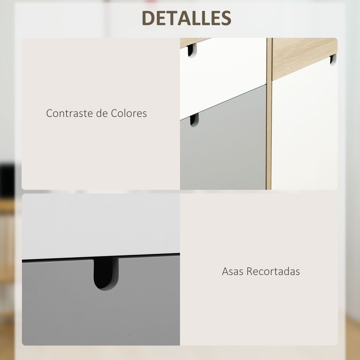 Aparador Nature Homcom 2 armarios + 2 cajones multicolor 79,5x100x40 cm