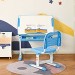 Pupitre infantil School Homcom 2 en 1 +6A altura ajustable azul 77x66x47 cm animada habitacion