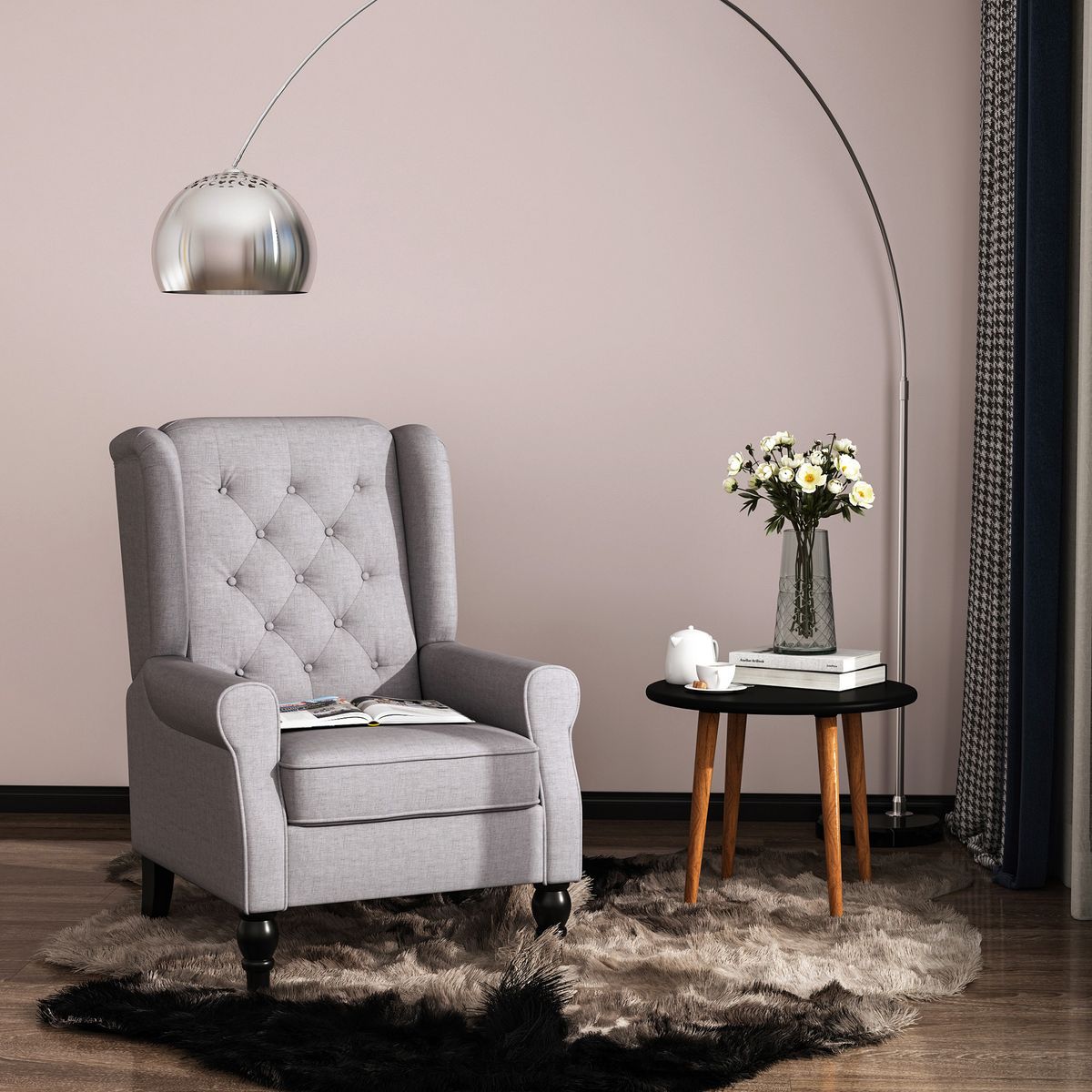 Sillón Flux Homcon acolchado fundas extraíbles gris 102x86x74cm