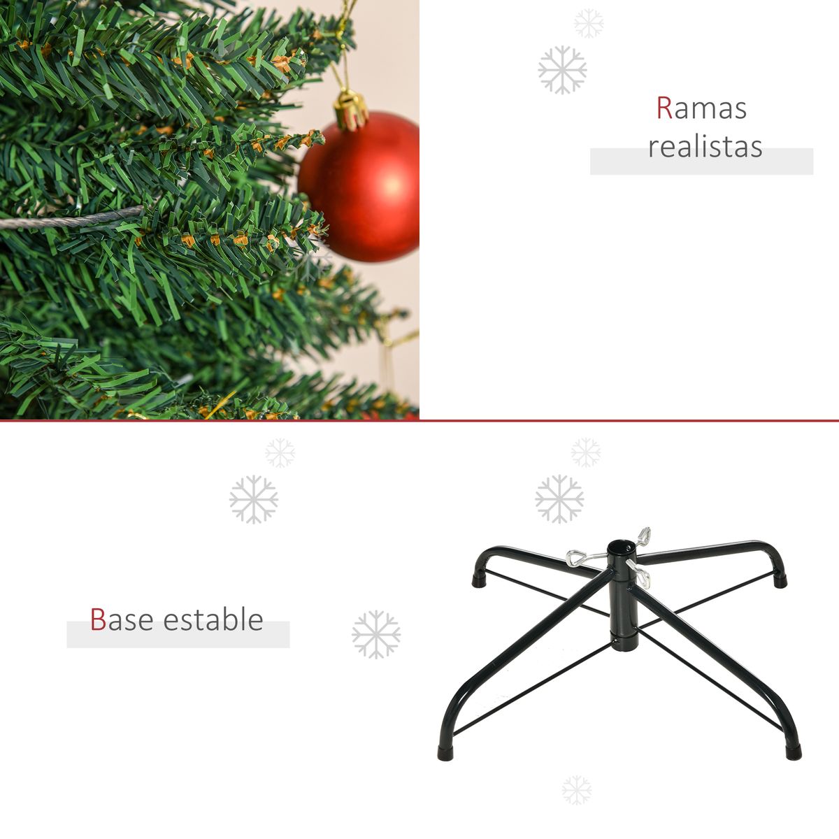 Árbol de Navidad Homcom 499 ramas Slim verde Ø60x210 cm