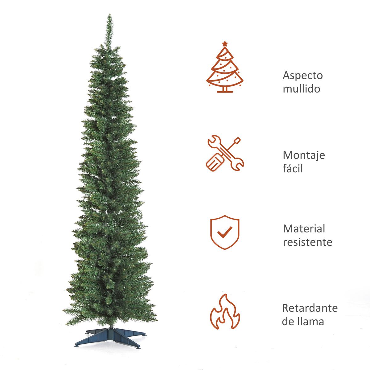 Árbol de Navidad Homcom 499 ramas Slim verde Ø60x210 cm