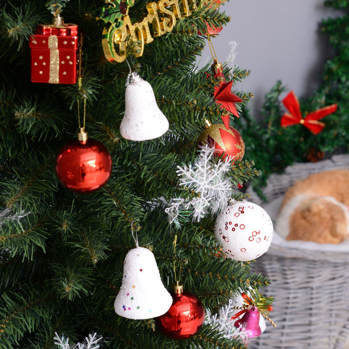 Árbol de Navidad Homcom 499 ramas Slim verde Ø60x210 cm detalle