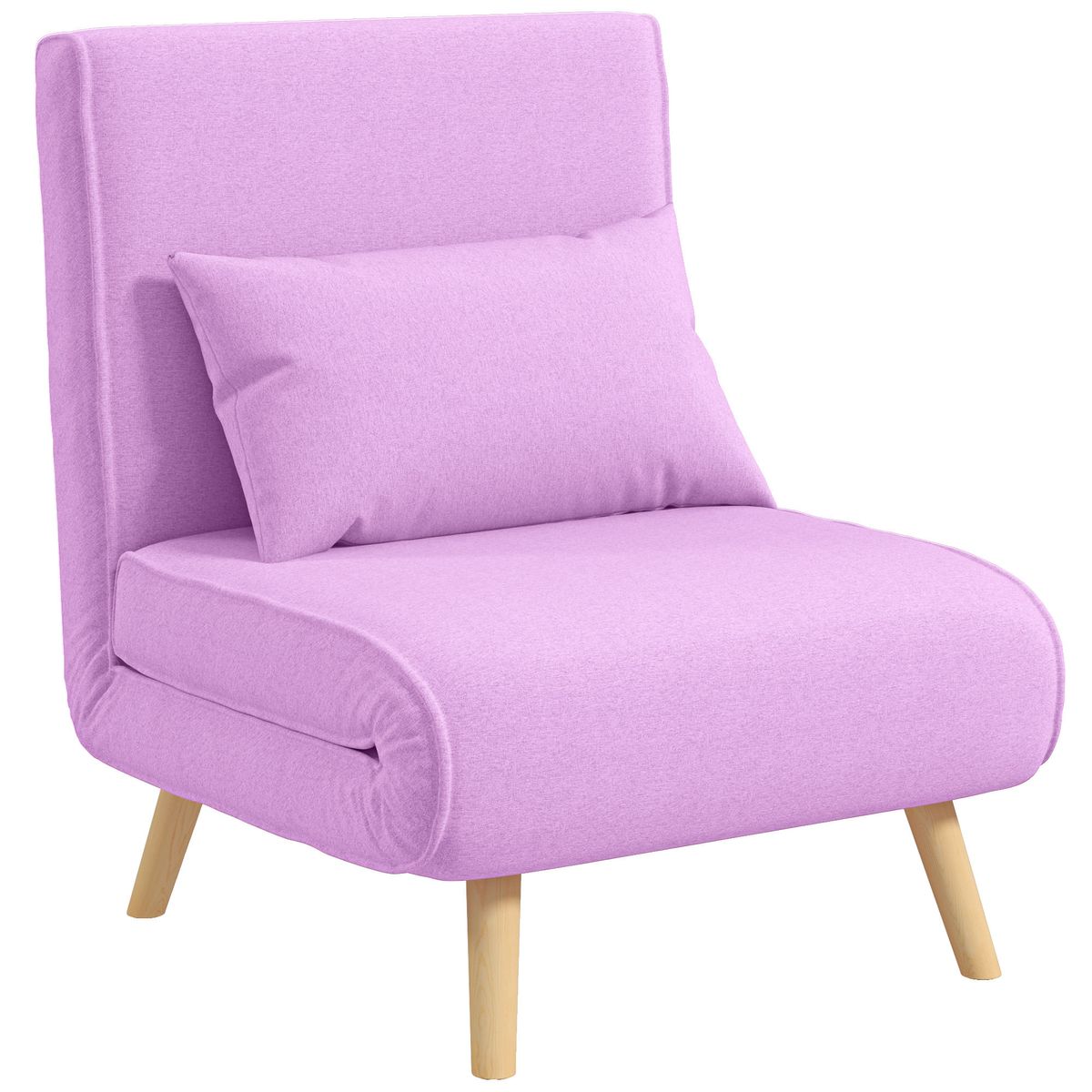 Sofá cama Brave Homcom respaldo ajustable 5 posiciones rosa 85x72x75 cm fondo blanco