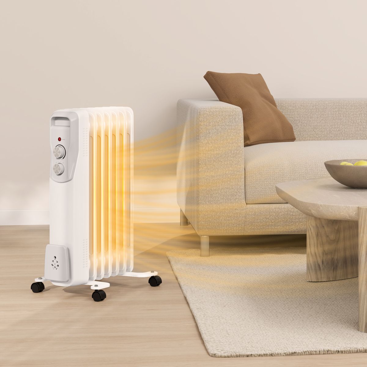 Radiador de aceite Homcom 1500W 6 elementos blanco  animada