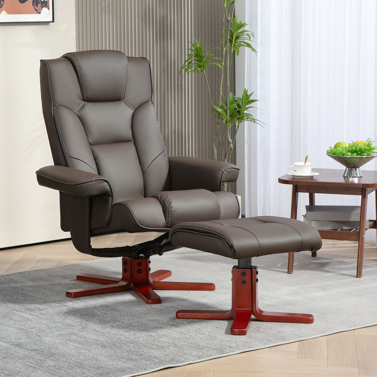 Sillón Luna Homcom reclinable + reposapiés marrón 105x83x78 cm