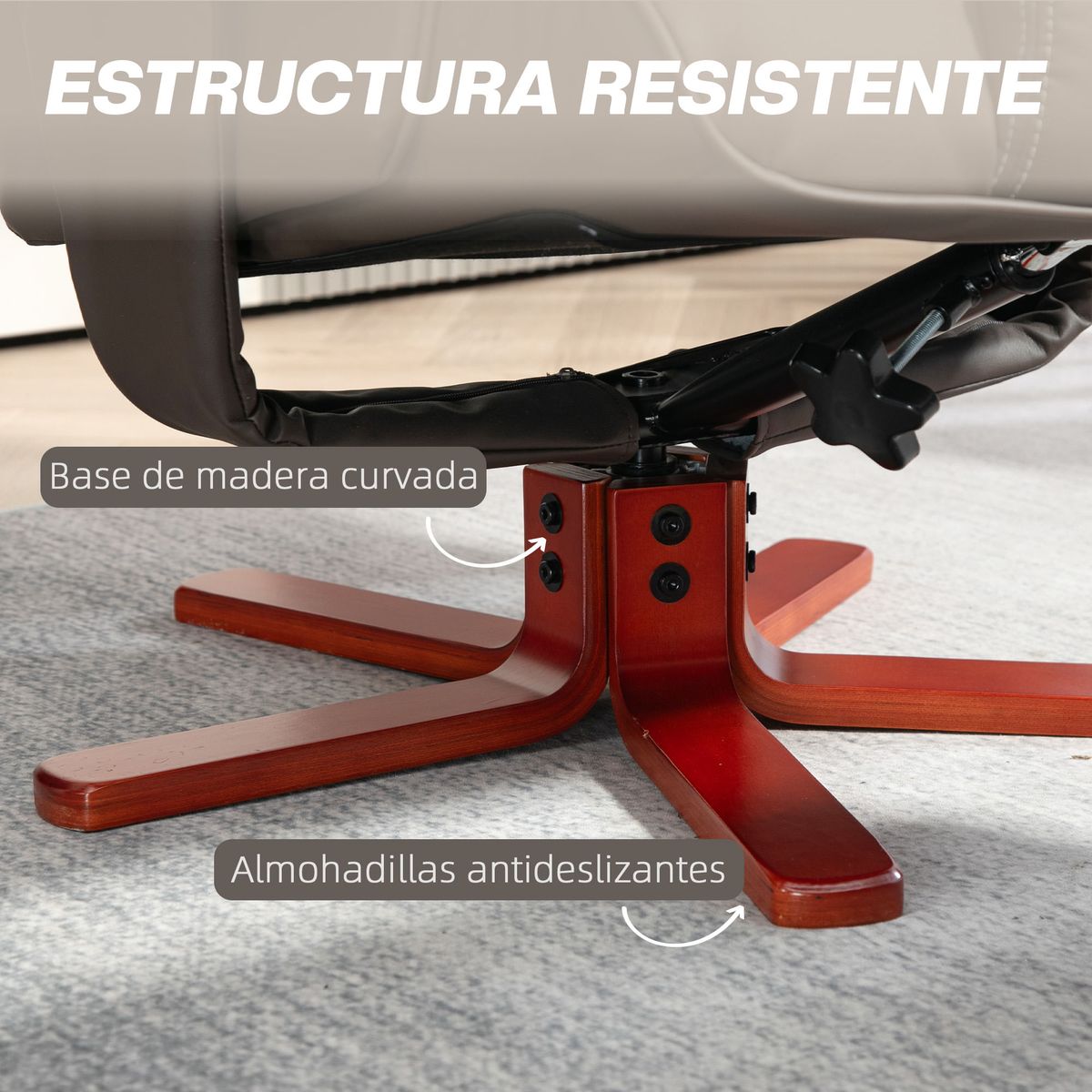 Sillón Luna Homcom reclinable + reposapiés marrón 105x83x78 cm