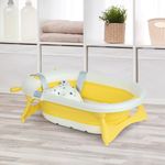Bañera plegable para bebés Glu Homcom con cojín 0-3A amarillo 23,5x81,5x50,5 cm animada
