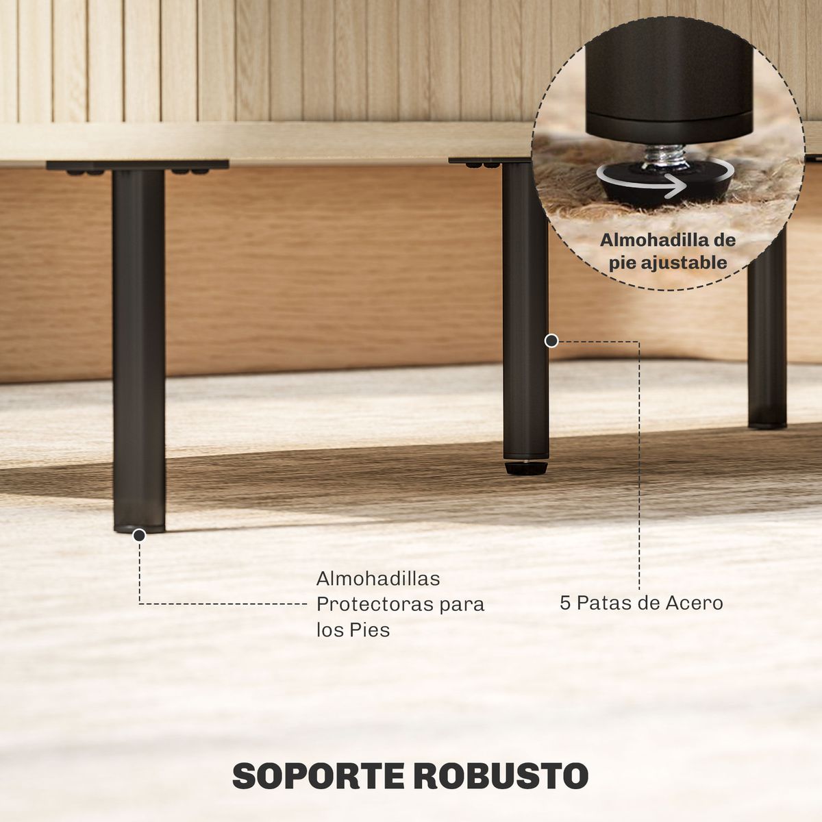 Mesa de centro Lágrima Homcom 2 puertas de persiana roble 40x100x55 cm