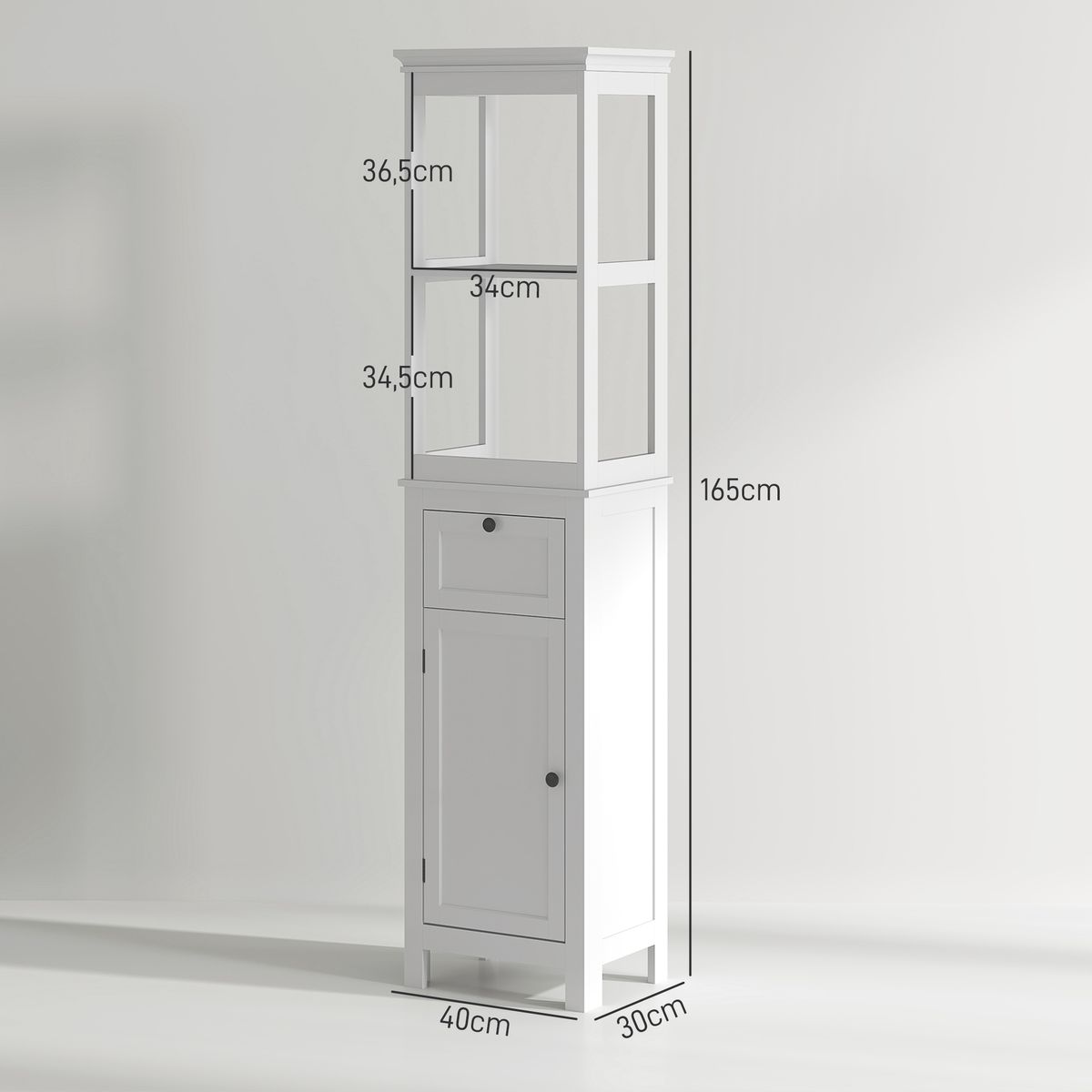 Mueble auxiliar Yala Homcom cajón + armario + 2 compartimentos blanco 165x40x30 cm