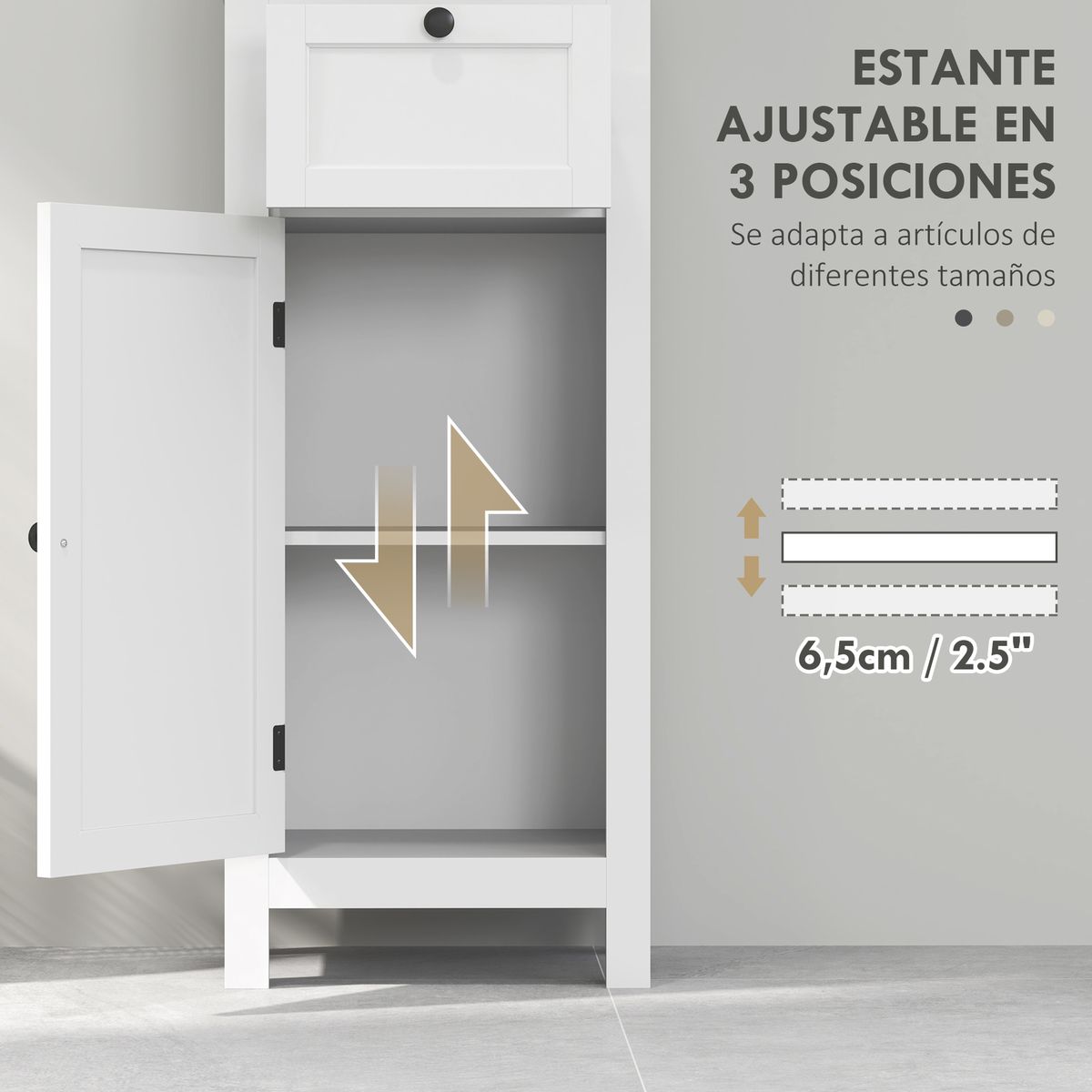 Mueble auxiliar Yala Homcom cajón + armario + 2 compartimentos blanco 165x40x30 cm