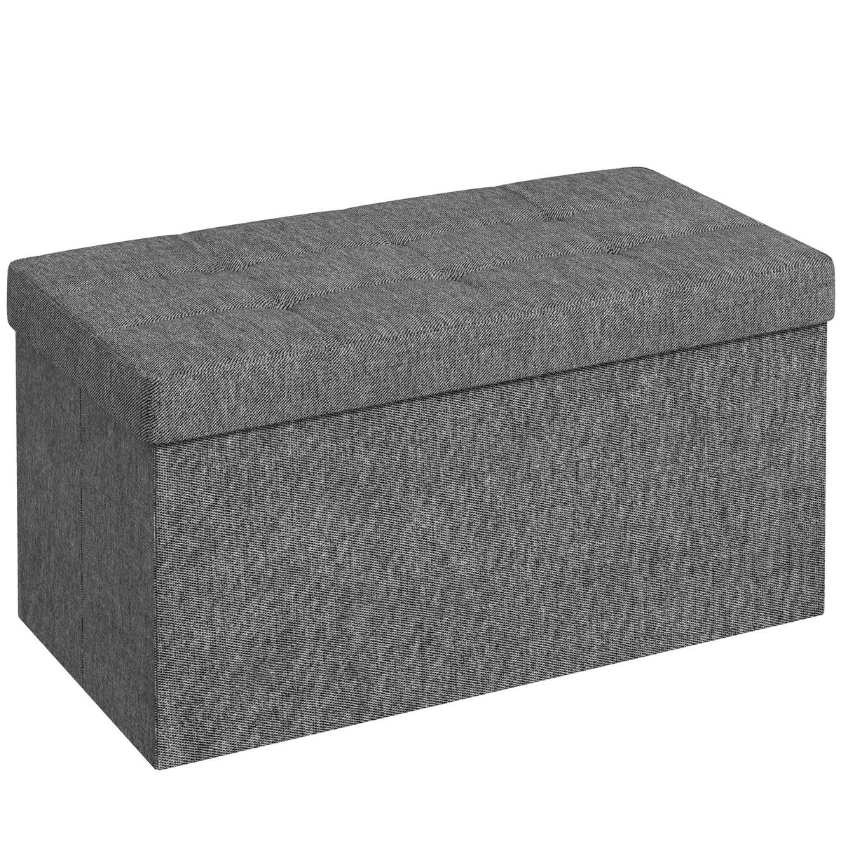 Baúl Hivea Homcom tapizado acolchado plegable gris 38x76x38 cm fondo blanco
