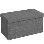 Baúl Hivea Homcom tapizado acolchado plegable gris 38x76x38 cm fondo blanco