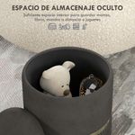 Puff almacenaje Piazza Homcom acolchado gris Ø36x44 cm interior
