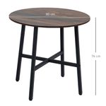 Mesa redonda Gauta Homcom diseño fijo marrón oscuro/negro Ø80x76 cm medidas