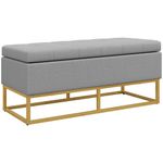 Banco de almacenaje Ritual Homcom tapizado acolchado gris 48x110x48 cm fondo blanco