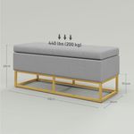 Banco de almacenaje Ritual Homcom tapizado acolchado gris 48x110x48 cm medidas
