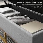 Banco de almacenaje Ritual Homcom tapizado acolchado gris 48x110x48 cm detalle