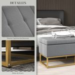 Banco de almacenaje Ritual Homcom tapizado acolchado gris 48x110x48 cm