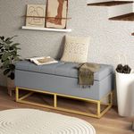 Banco de almacenaje Ritual Homcom tapizado acolchado gris 48x110x48 cm animada hogar