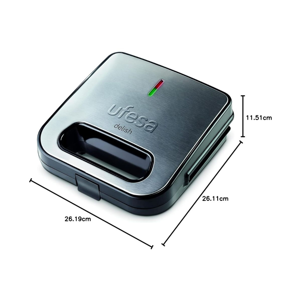Sandwichera Ufesa SW7870 900W 2 raciones inox  medidas