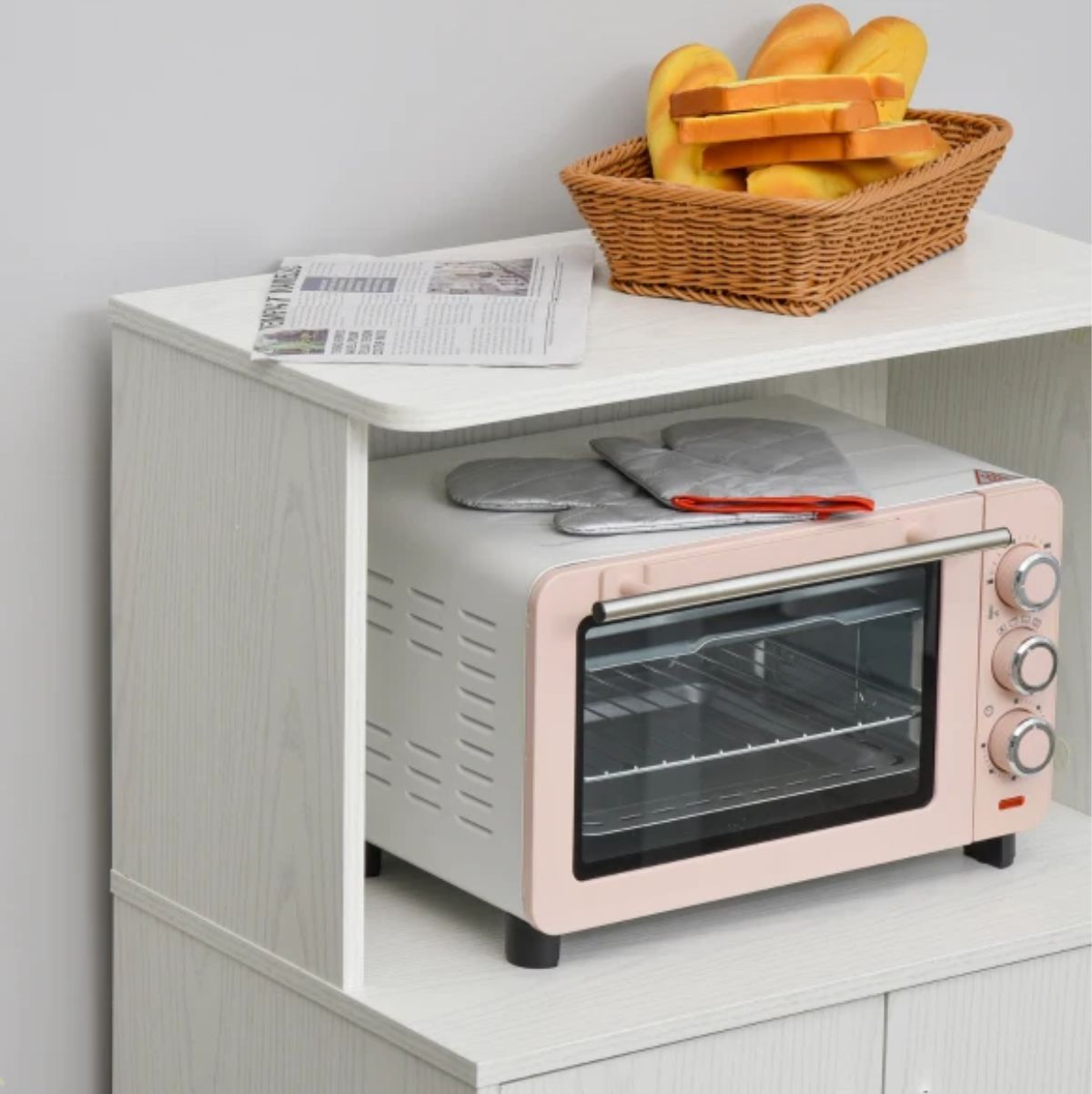 Aparador Miel Homcom 1 armario con ruedas blanco 97x60,4x40,3 cm