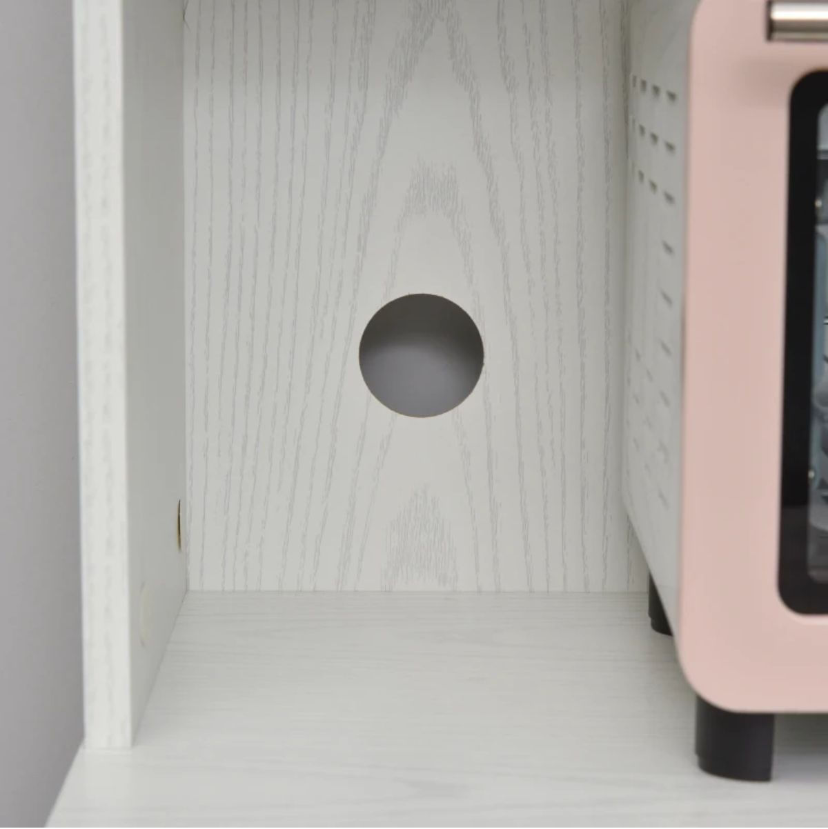 Aparador Miel Homcom 1 armario con ruedas blanco 97x60,4x40,3 cm detalle