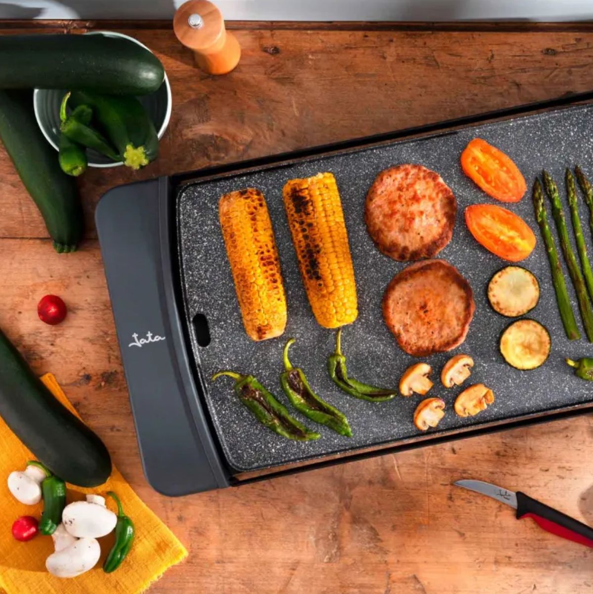 Plancha de asar Jata JEGR2851 2600W 4 temperaturas negro 28x46 cm