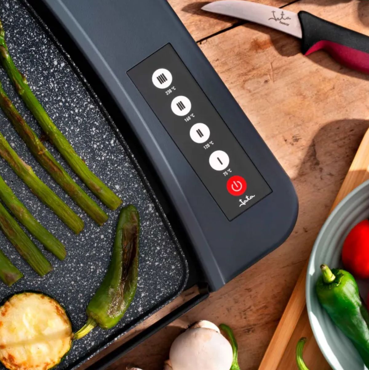 Plancha de asar Jata JEGR2851 2600W 4 temperaturas negro 28x46 cm