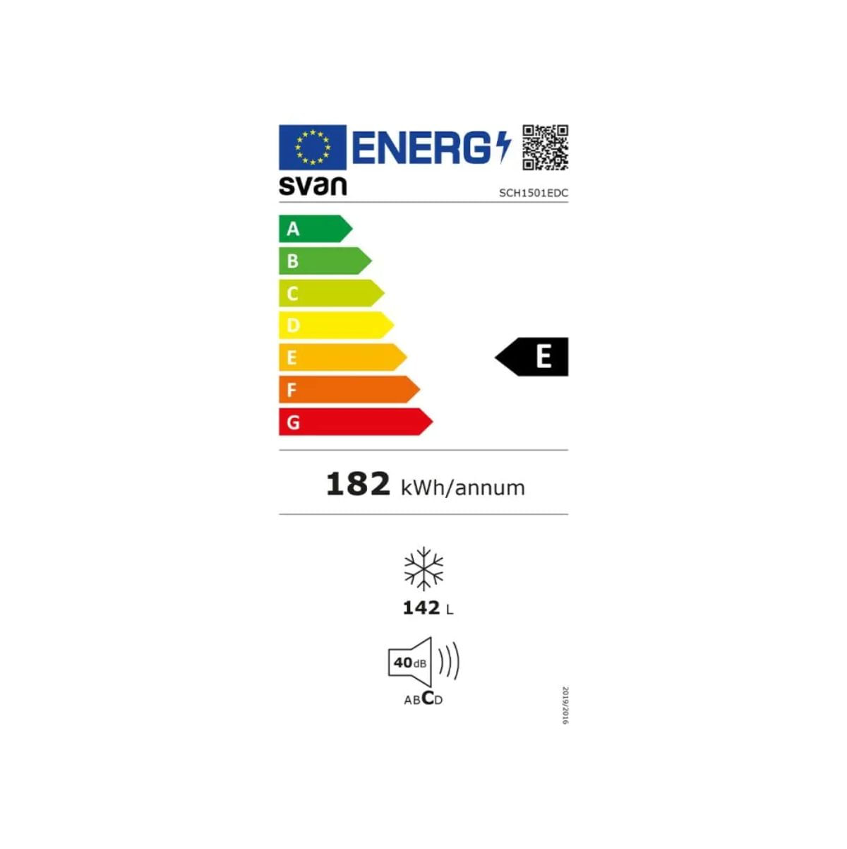 Arcón congelador Svan SCH1501EDC cíclico 142L Dual Cooling E blanco 69,8 cm etiqueta