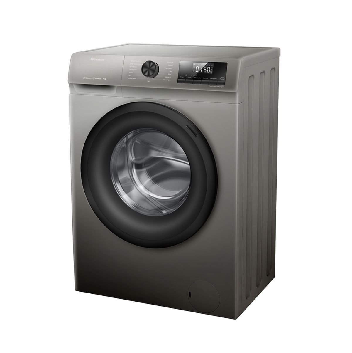 Lavadora carga frontal Hisense WFQP8014EVMT 8kg 1400 rpm A gris 59,5 cm lateral