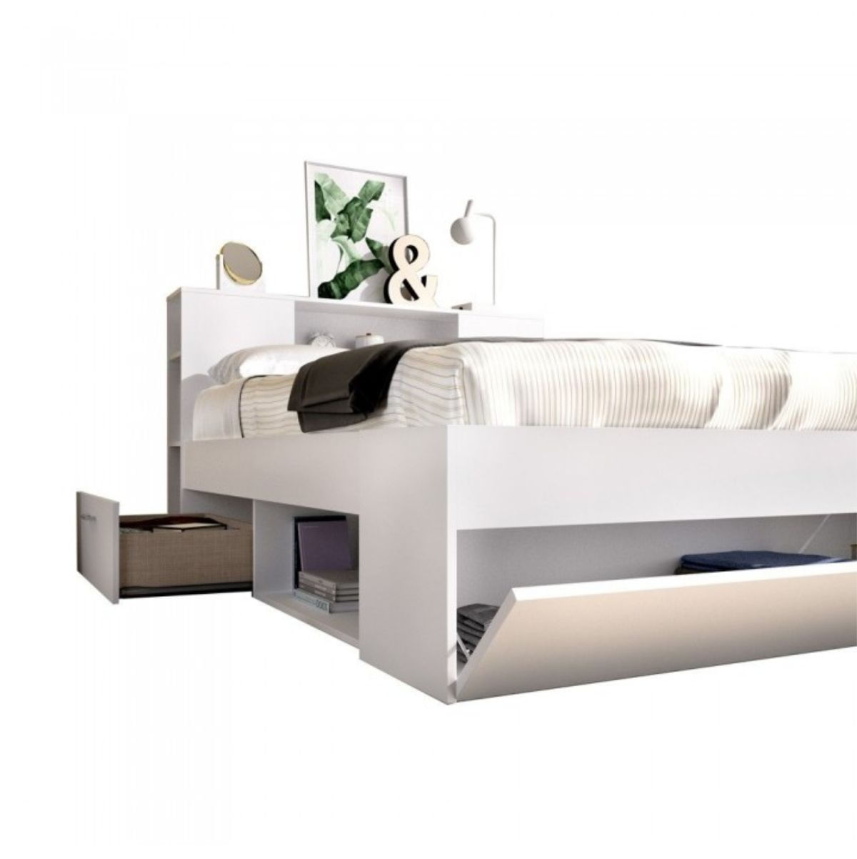 Estructura de cama Lanka con cabecero blanco 150x190 cm