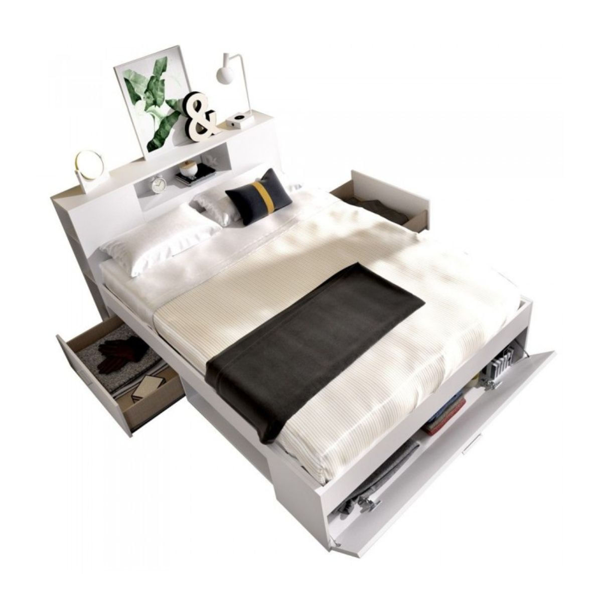 Estructura de cama Lanka con cabecero blanco 150x190 cm