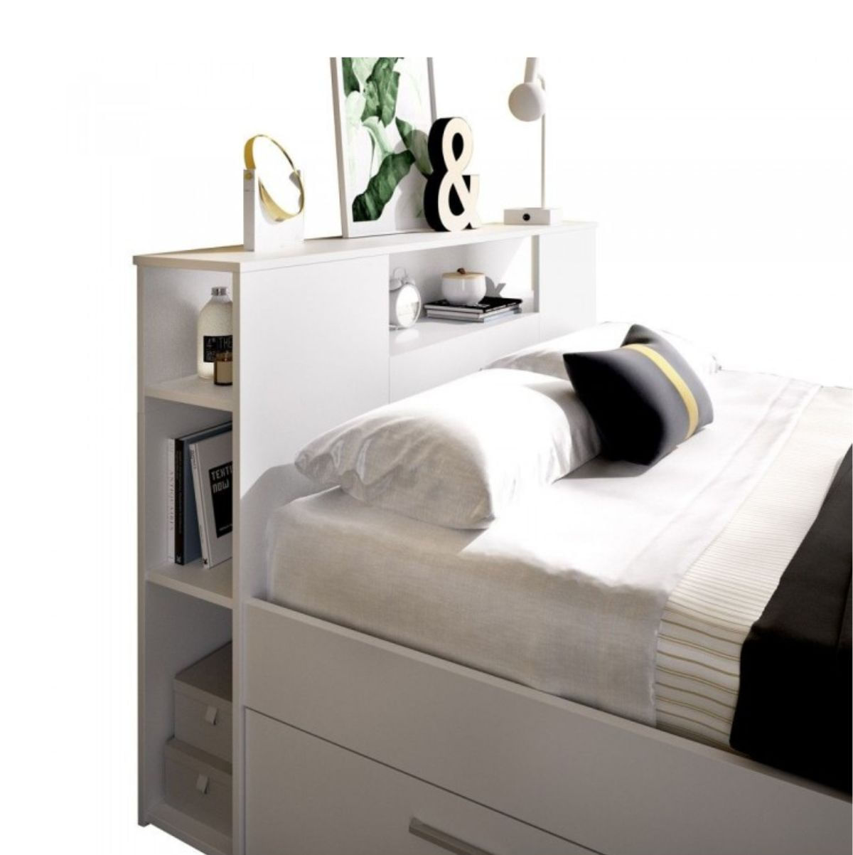 Estructura de cama Lanka con cabecero blanco 150x190 cm