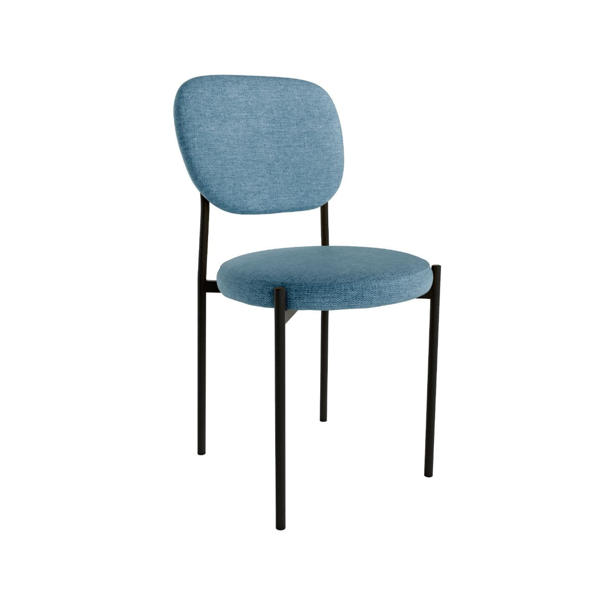 Silla de comedor Hanoi tapizado brego acolchado azul 84x44x49 cm fondo blanco